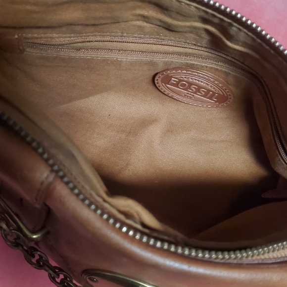 FOSSIL Hobo Shoulder Bag Purse Brown Leather & Suede Boho Festival - Picture 9 of 10